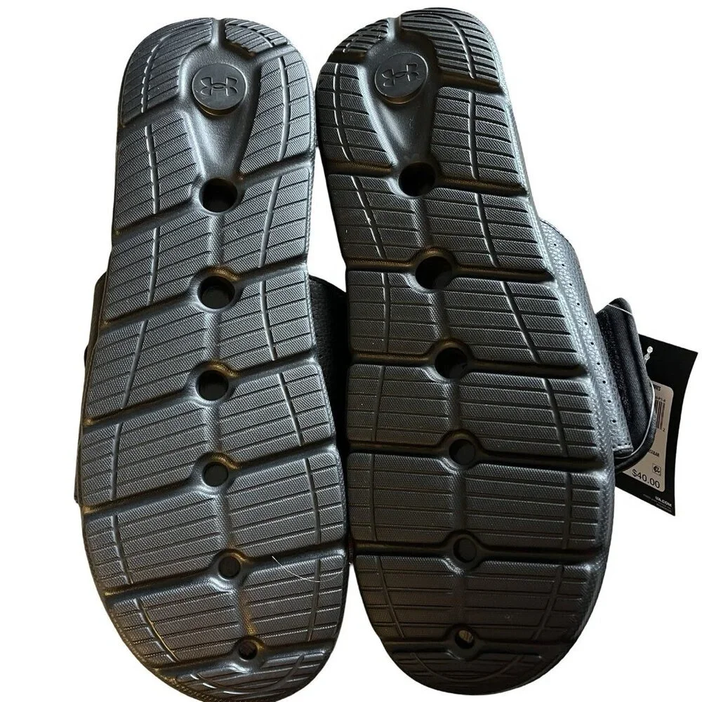 Under Armour Men's Ignite Pro Slide Sandal Black/Black/White Size‎ 17, New!